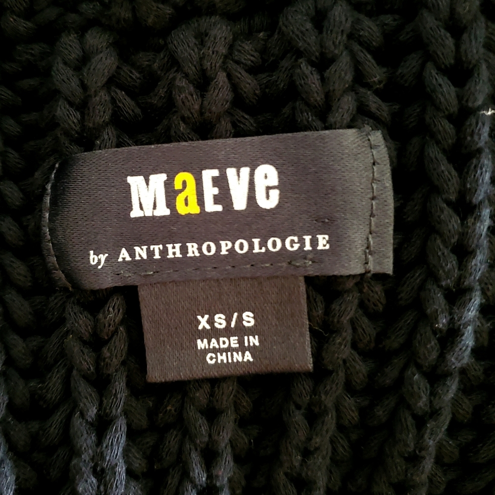 Anthropologie Maeve Cardigan NWT Sleeveless Black White Duster XS/S - Picture 7 of 13